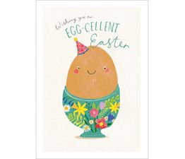 Easter Card - Egg With A Face In A Cup