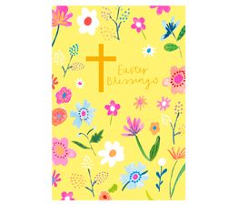 Easter Card - Floral Cross Easter Blessings