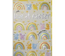 Easter Card - Happy Easter Rainbow Rabbits