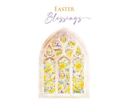 Easter Card - Rel Floral Church Window
