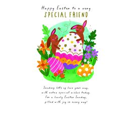 Easter Card - Special Friend Bunnies With Easter Egg