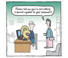 Fathers Day Card - Man At Computer With Cymbals