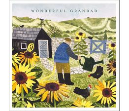 Fathers Day Card - Man Watering Sunflowers