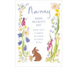 Mothers Day Card - Baby Rabbit Wreath