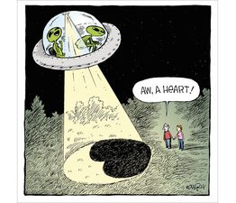 Valentines Day Card - Aliens Mooning A Heart