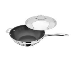 Stellar 7000 Non Stick Stainless Steel Wok with Lid - 30cm