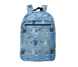 Eco Chic - Lightweight Foldable Backpack Blue Whimsy Dogs