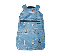 Eco Chic - Lightweight Foldable Backpack Blue Whimsy Ducks