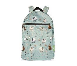 Eco Chic - Lightweight Foldable Backpack Green Whimsy Sheep