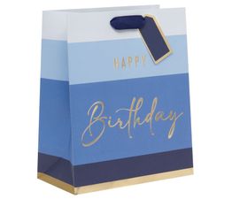 Glick - Bag Large Happy Birthday Stripe Blue