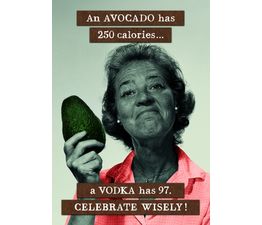Avocado Has 250 Calories Greetings Card