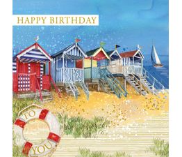 Beach Huts Birthday Card