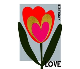 Love Tulip Heart Birthday Card