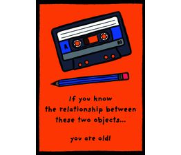 Cassette Tape And Pencil Greetings Card