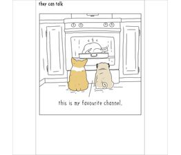 Dogs Watching Chicken Cook In Oven Greetings Card