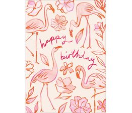 Flamingos and Flowers Greetings Card