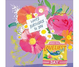 Flowers in Tin Vase Greetings Card