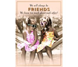 Friends With Sunglasses Sitting In Hammock Greetings Card