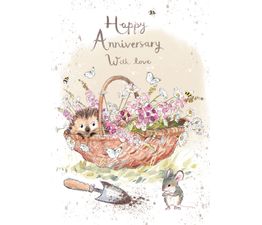Hedgehog In Flower Basket Greetings Card