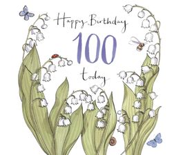 Lily Of The Valley 100th Birthday Greetings Card