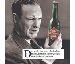 Man Holding Bottle Of Non-Alcoholic Beer Greetings Card