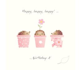 Hedgehogs in Pots Greetings Card