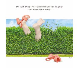 Woman Falling Into Hedgerow Greetings Card