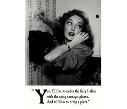 Woman Ordering Pizza Greetings Card