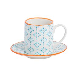 Nicola Spring - Espresso Cup &amp; Saucer Set - Blue