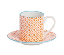 Nicola Spring - Espresso Cup &amp; Saucer Set - Orange