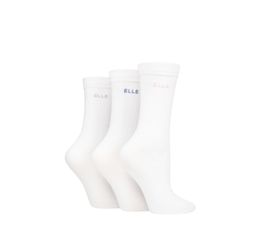 Elle - Plain Cotton Socks White 3 Pair Pack