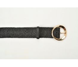 Solis - Rattan Style Stretchy Belt Black with Gold Buckle