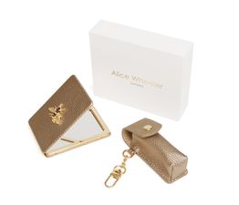 Alice Wheeler London - Bronze Oblong Compact Mirror &amp; Lipstick Holder Gift Set