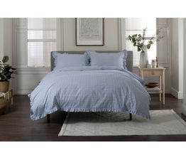 The Lyndon Company - Gingham Frilled Duvet Set Fog