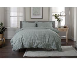 The Lyndon Company - Gingham Frilled Duvet Set Sage