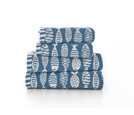 Lobster Creek - Small Fish Towel White &amp; Blue