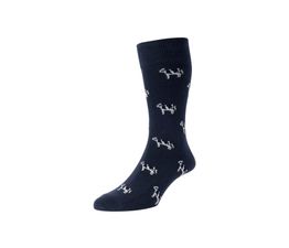 HJ Hall Cow Cotton Rich Socks Navy HJ62