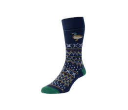 HJ Hall Country Animal Fairisle Socks Navy HJ45