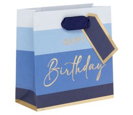 Glick - Happy Birthday Stripe Blue Small Gift Bag