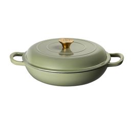 J&amp;L - 30cm Cast Iron Sage Green Shallow Casserole