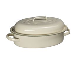 J&amp;L - 4L Enameled Sage Green Self-Basting Roaster With Lid