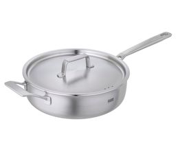 Kuhn Rikon - Culinary Fiveply Saute Pan With Lid &amp; Helper Handles Uncoated 24cm