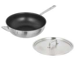 Kuhn Rikon - Culinary Fiveply Wok Pan With Lid &amp; Helper Handles Non-Stick 28cm