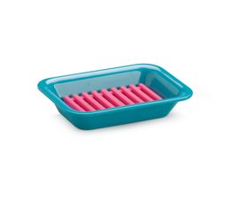 Zeal - Soap Dish Aqua with Neon Pink Silicone Inner