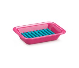 Zeal - Soap Dish Neon Pink with Aqua Silicone Inner