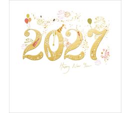 Big Fluted Happy New Year 2027 Card