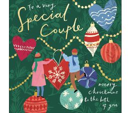 Special Couple Boy and Girl Hanging Decorations Christmas Card