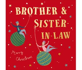 Brother &amp; Sister In-Law Boy and Girl On Baubles Christmas Card