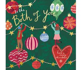 Both of You Boy and Girl Putting Up Lights Christmas Card