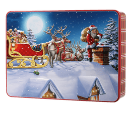 Bramble Foods - Embossed Santa Sleigh Chocolate Chip &amp; Shortcake Whirls Tin